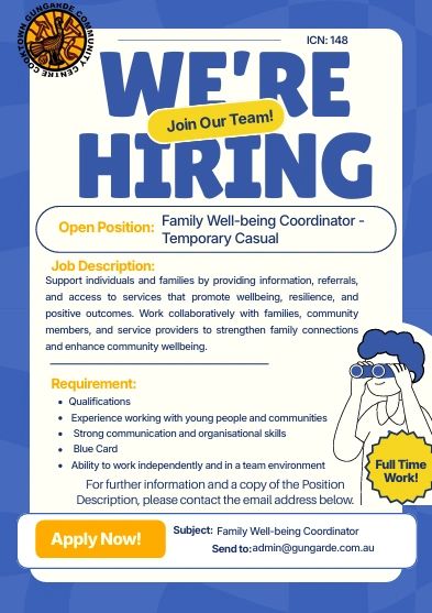 Job ad for a Family Well-being Coordinator role at Gungarde.
