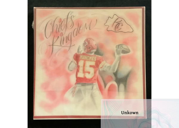 Painting of a football player with unknown tag 