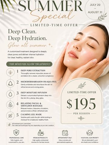 Summer special facial treatment for deep clean and hydration.