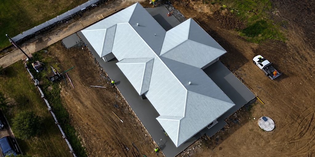 Aerial house and the concreted surrounds