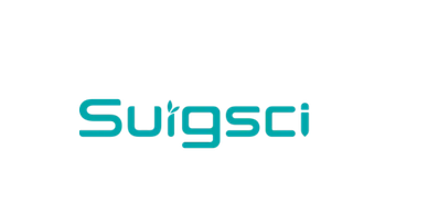 Logo with stylized text 'SuigSci' in teal color on black background.