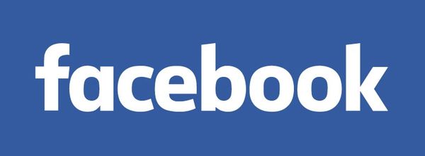 The Facebook logo on a blue background.