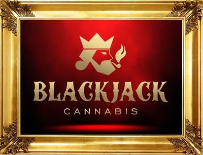Framed cannabis store logo at the Blackjack Cannabis dispensary in Craig.