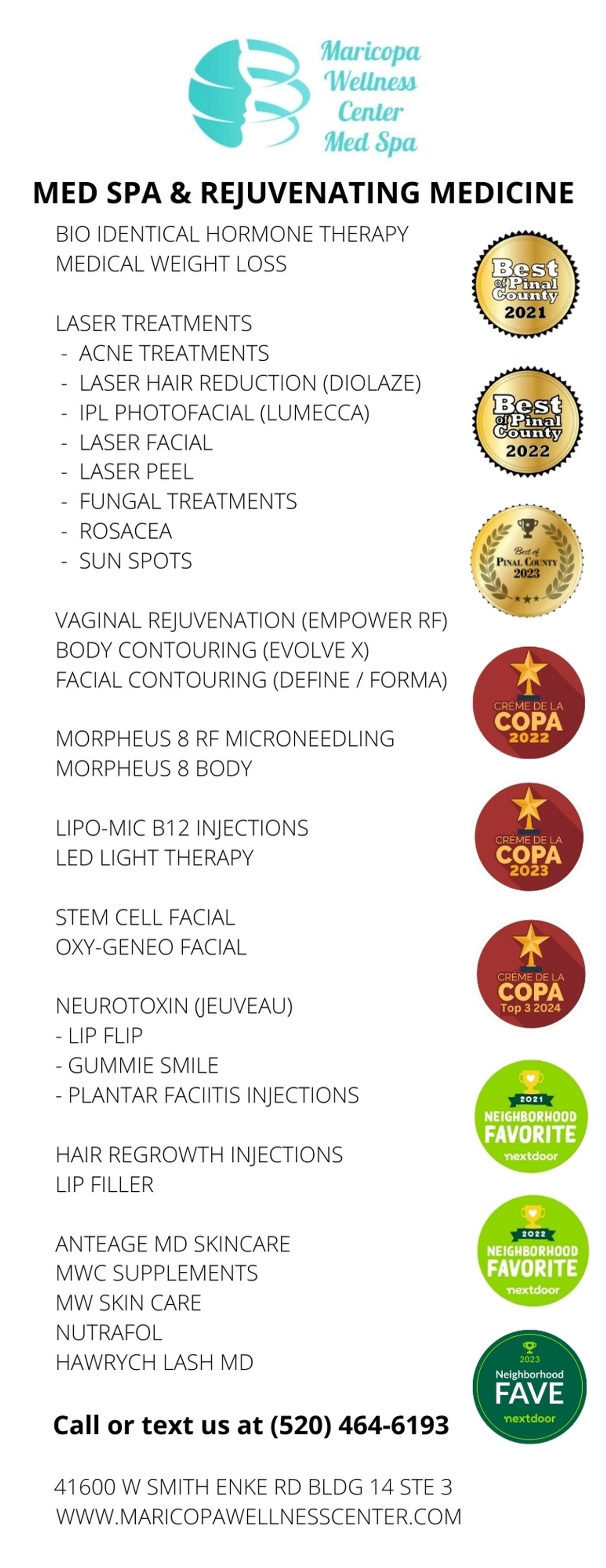 Maricopa Wellness Center Services List
