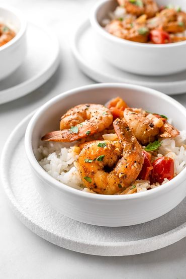 Shrimp curry with white rice