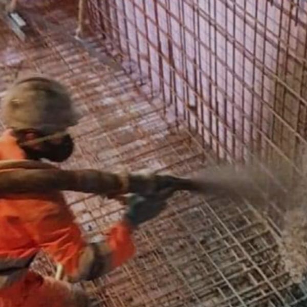 Another use of sprayed concrete in the civil engineering industry is the covering of piled walls. Th