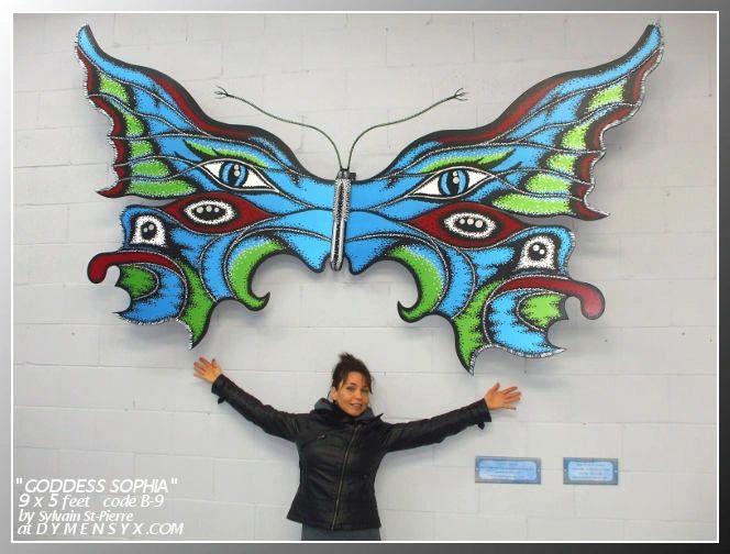 Wall butterfly sculpture painting 9x5 ft 'Goddess