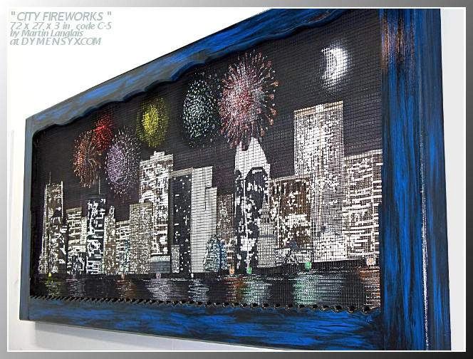 City painting wire mesh wall decor