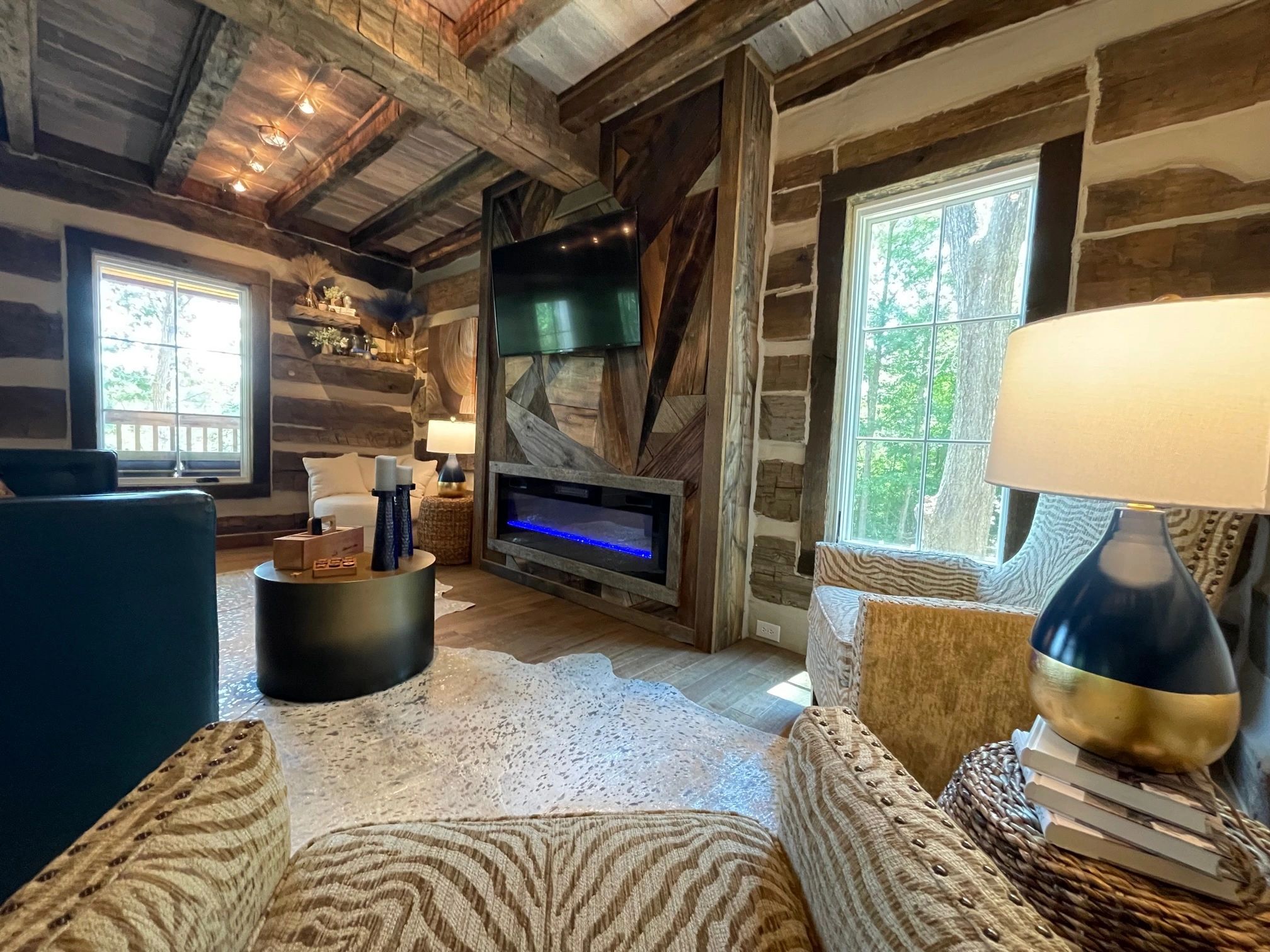 Main Living room with flat screen television and fireplace