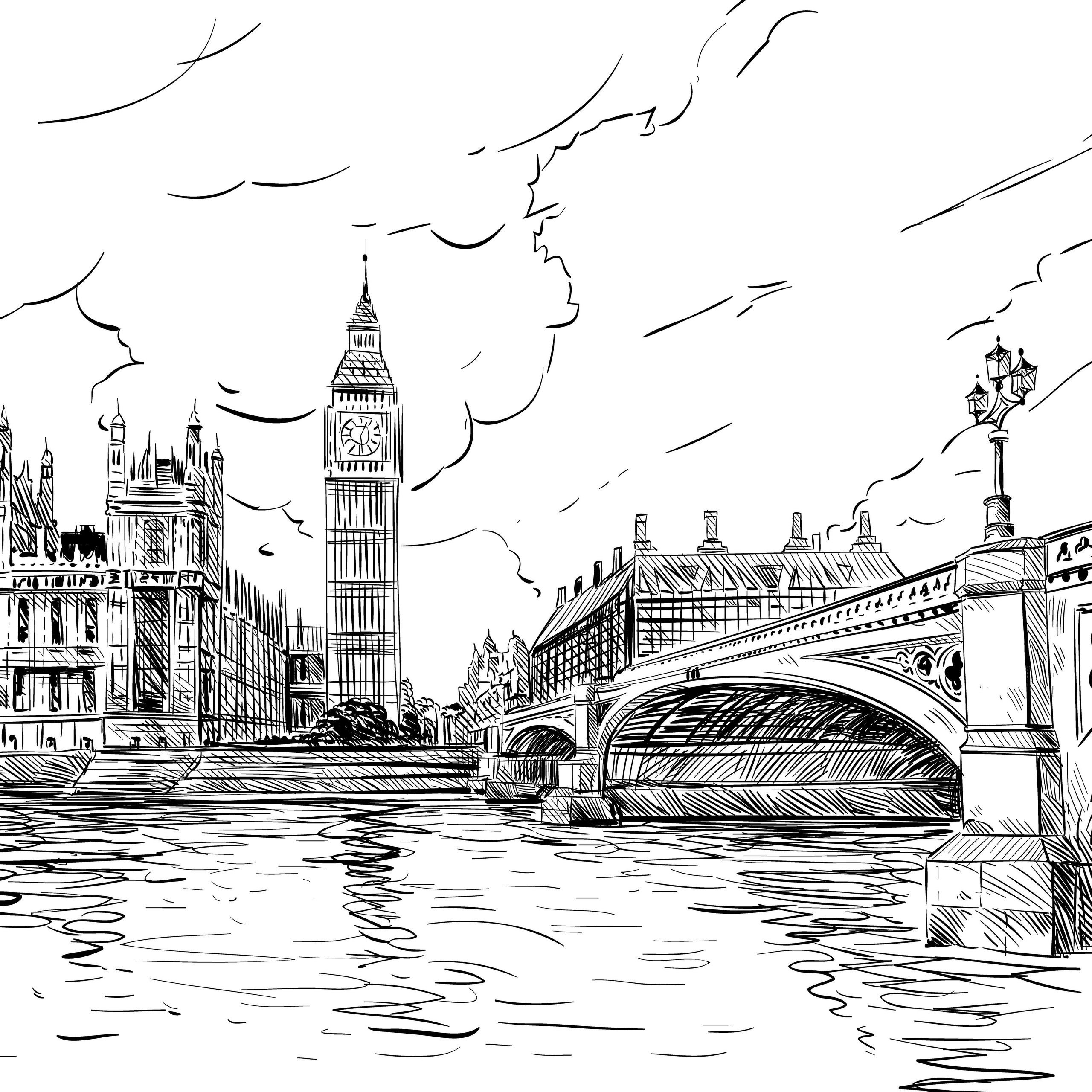 Рисунок эскиз Лондона фотообои