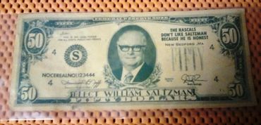 advertising "Elect William Saltzman" play money