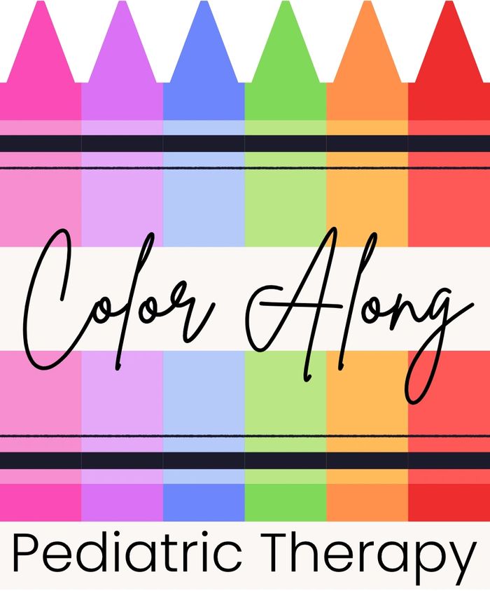 Color Along Pediatric Therapy Logo -- Colorful Crayons linked together with "Color Along" written