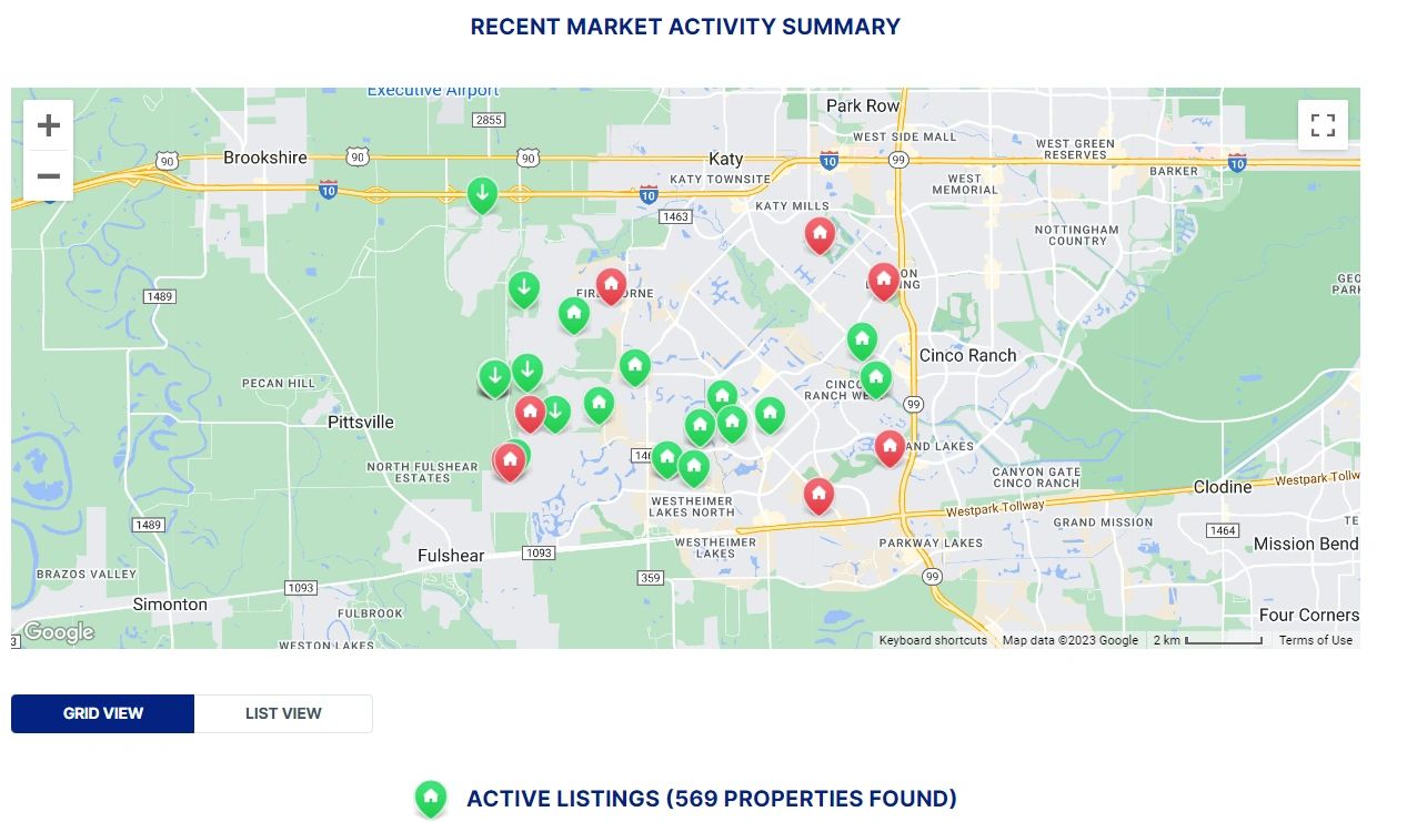 Southwest Katy Marketing activity for sold and for sale homes