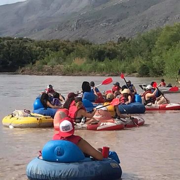 Tube floating down the Rio Grande
