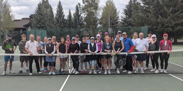 tennis players after playing together on Sun Valley tennis courts