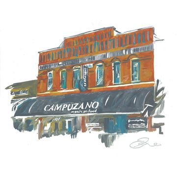 Illustration of Campuzano Mexican Food restaurant.