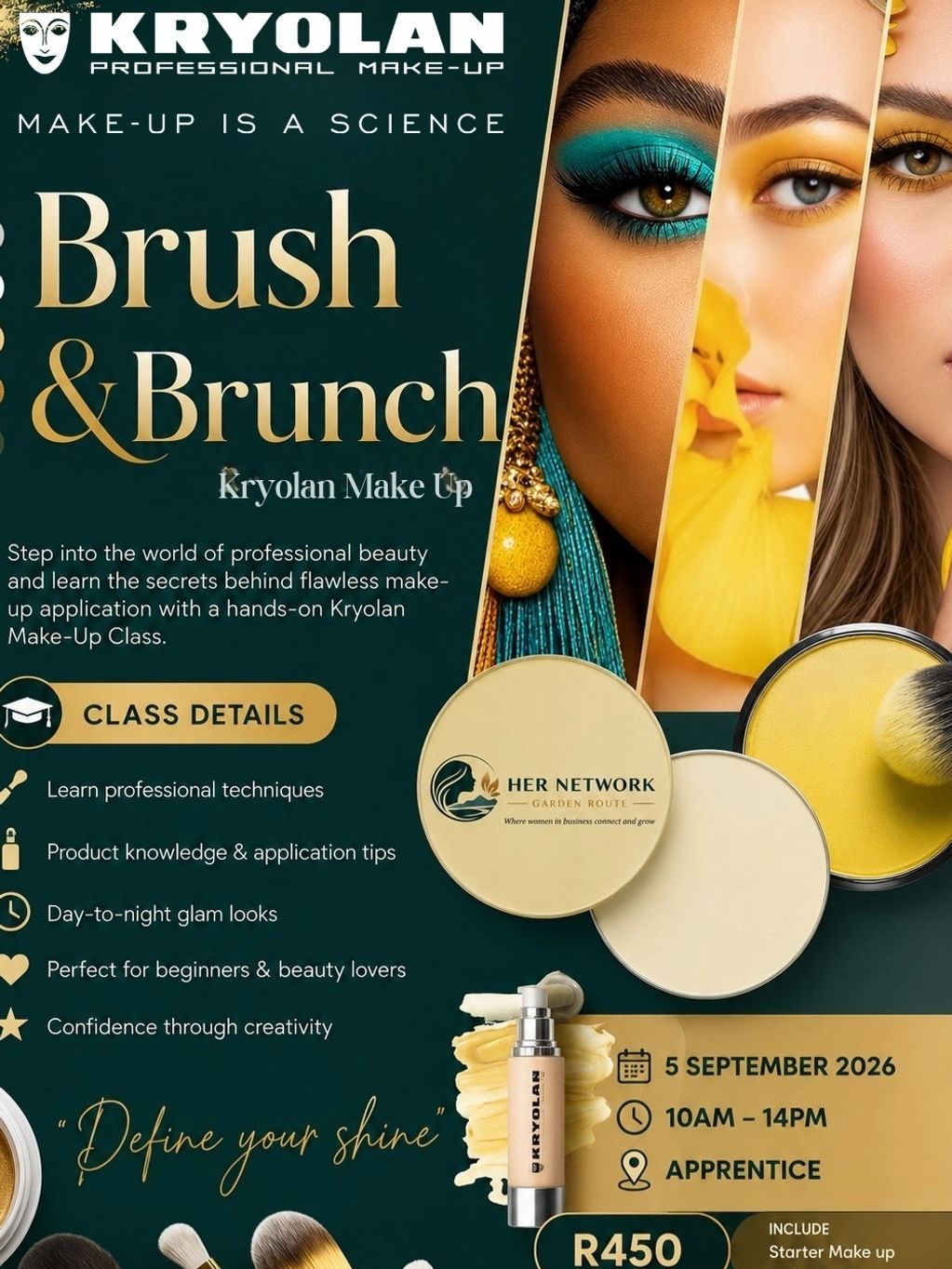 Kryolan Brush & Brunch makeup class for professional techniques and product tips.