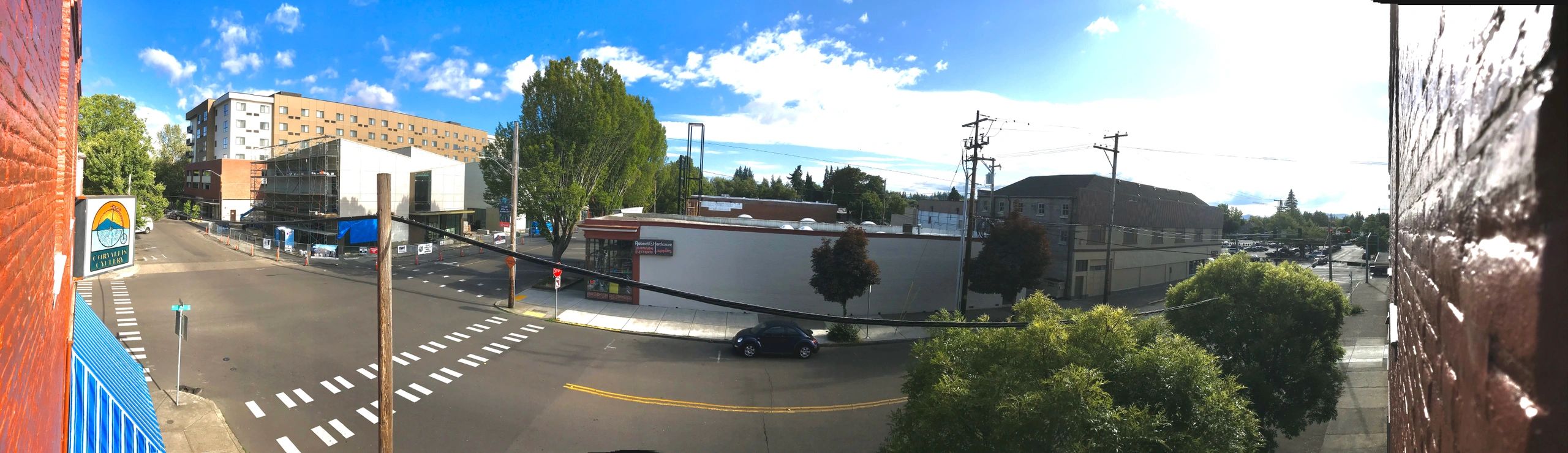 View from the office.  The Marriott, the Benton County Historical Museum and the elevator frame on t