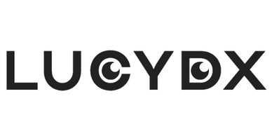 Logo with text 'LUCYDX' featuring stylized eyes in letters C and D.
