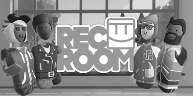 Four animated avatars posing with Rec Room logo.