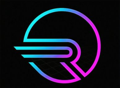 Stylized gradient logo with a circular and arrow design.