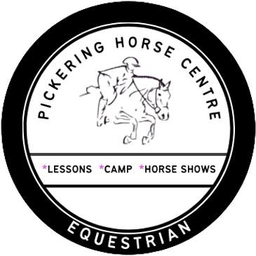 Logo of Pickering Horse Centre featuring a horse and rider.