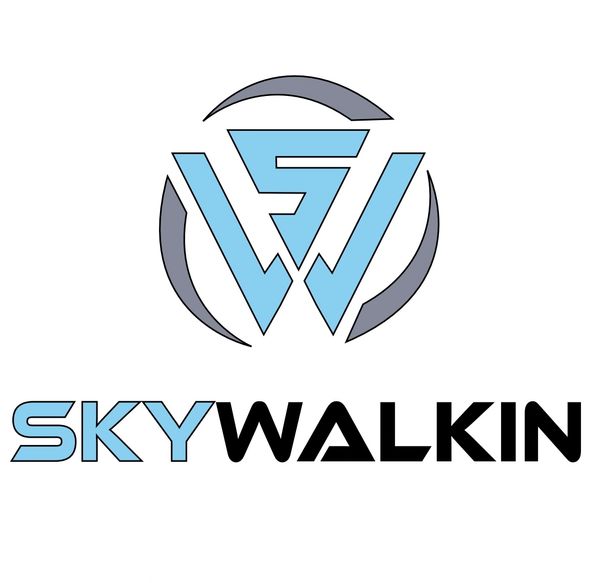 Logo for Skywalkin with stylized letters and circular elements.