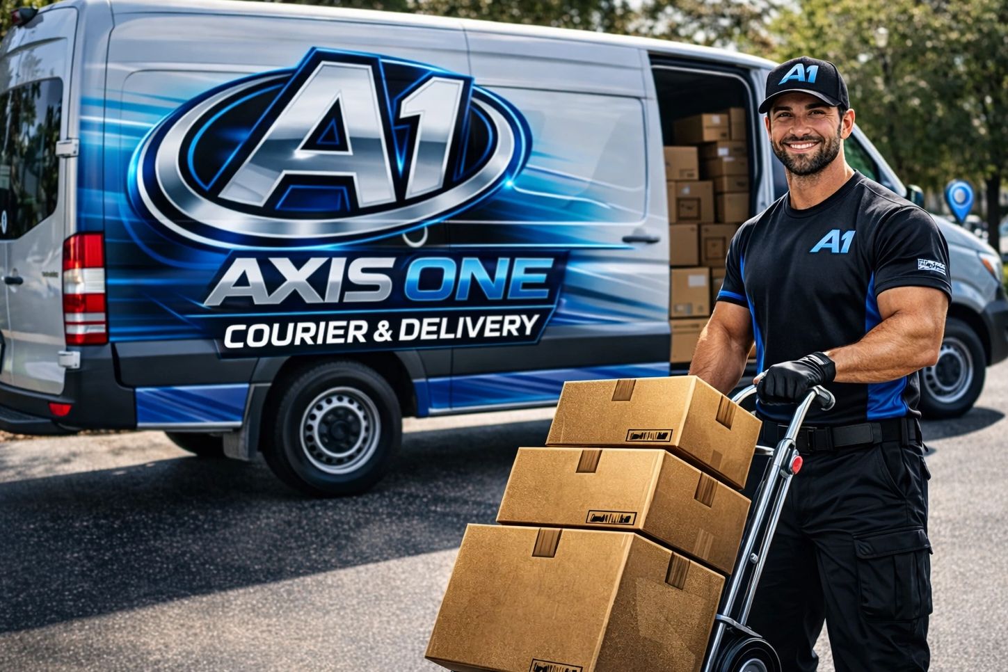 Same-day courier driver delivering package in West Florida