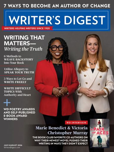 Writer's Digest magazine cover featuring Marie Benedict and Victoria Christopher Murray.