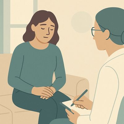 Woman consulting a doctor about chronic pelvic pain.