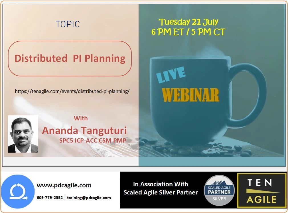 Live Webinar Distributed PI Planning 21 July 6PM ET