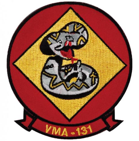 Military patch with a coiled snake and VMA-131 text.