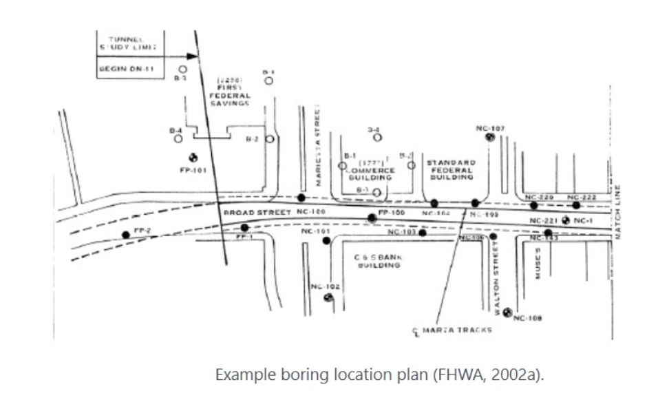 Figure 3 - Borehole Locations to Identify Subsurface Soil Properties