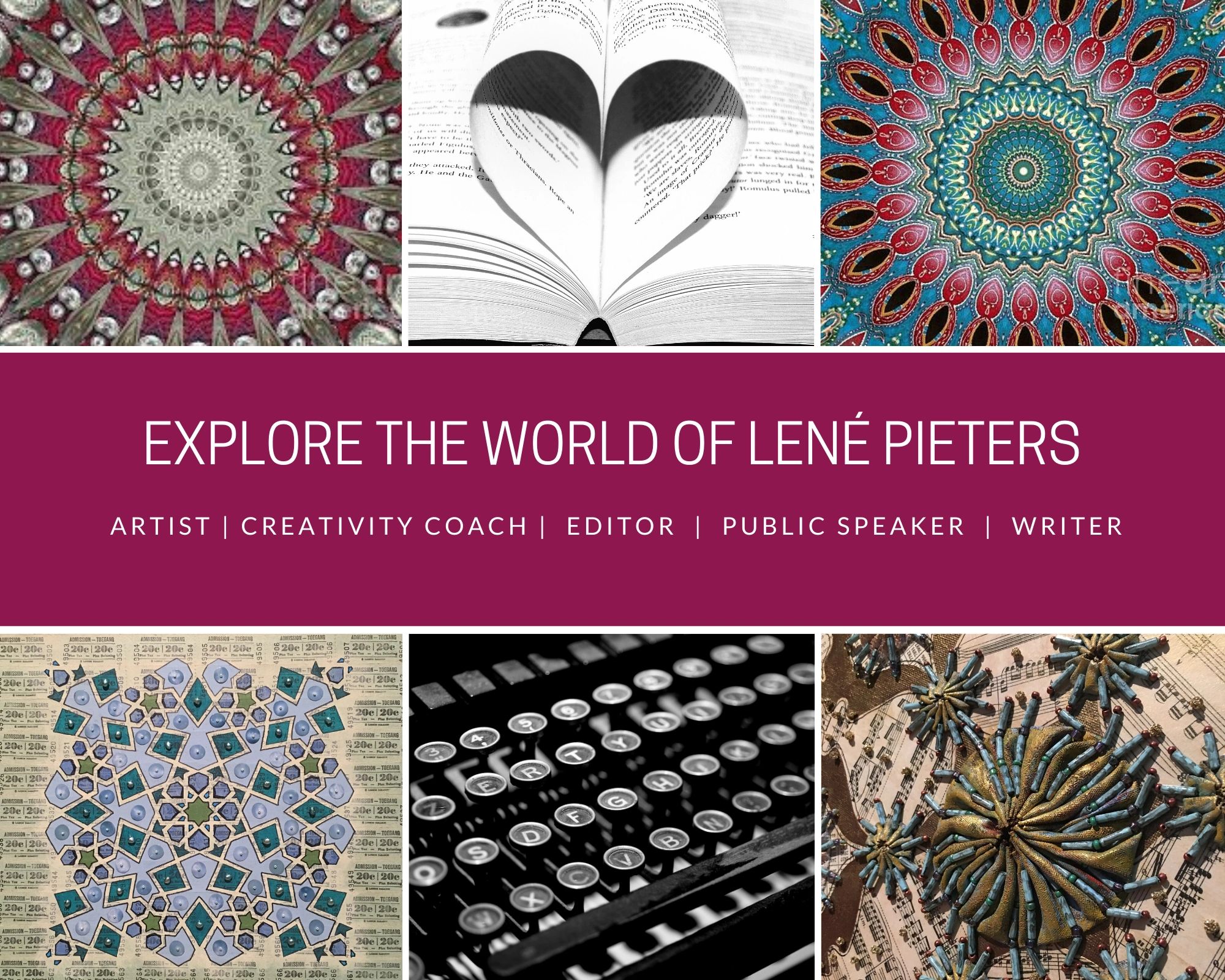 typewriter | collage | arabesque | tile | stencil | fabric | textile | sculpture | mandala
