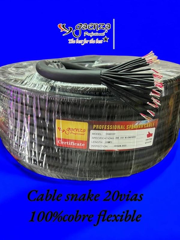 Professional speaker cable with 20 flexible copper wires, 100% copper.