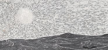 Desert landscape. Black and grey.