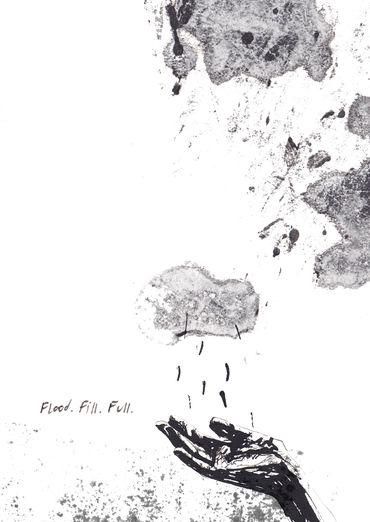 Rain falling on outstretched hand.