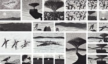 wordless comic strip in black and white