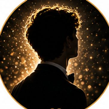 Silhouette of a man with glowing particles behind him.