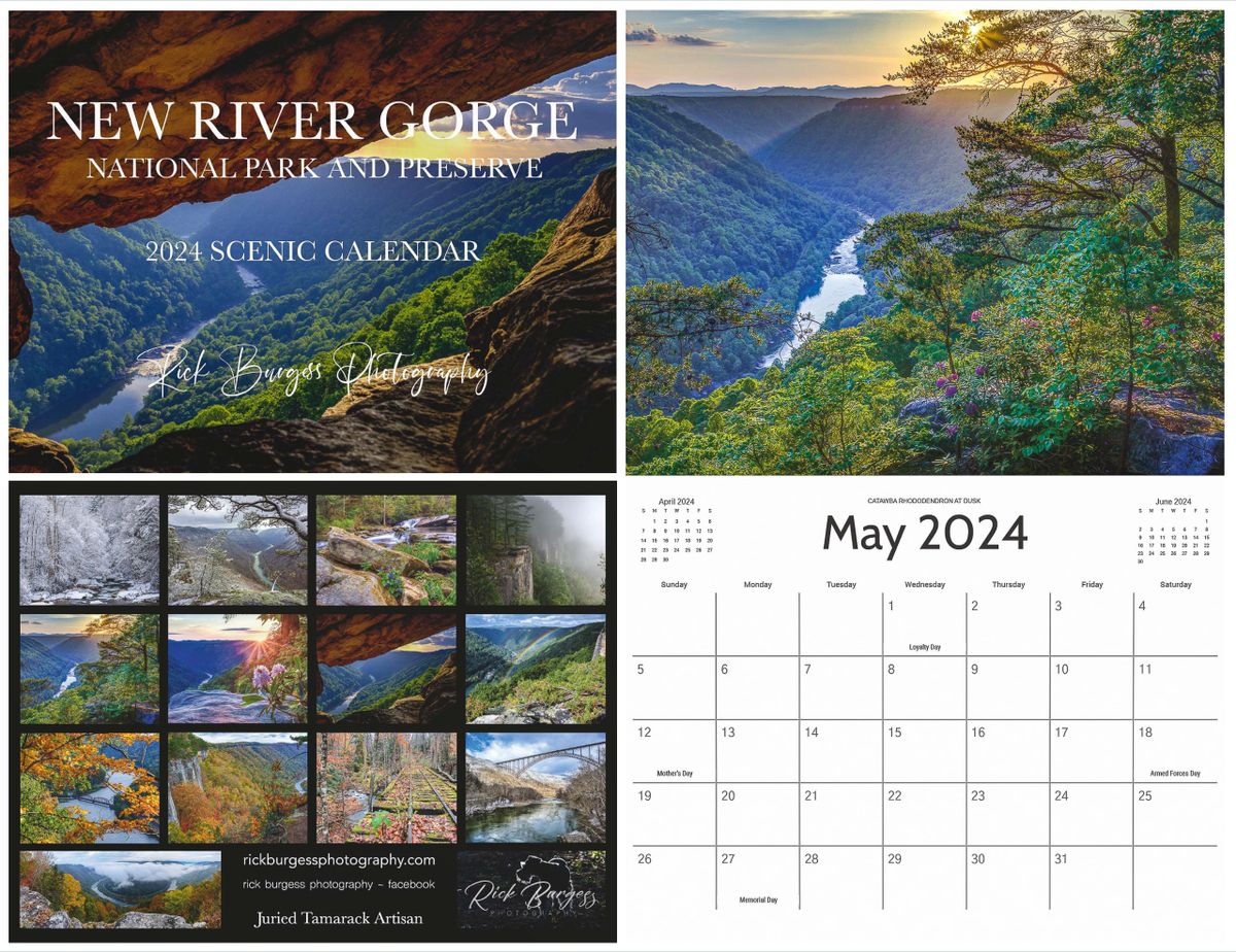 2024 NEW RIVER GORGE NATIONAL PARK AND PRESERVE SIGNED SCENIC CALENDAR   Rs=w 1200,h 1200