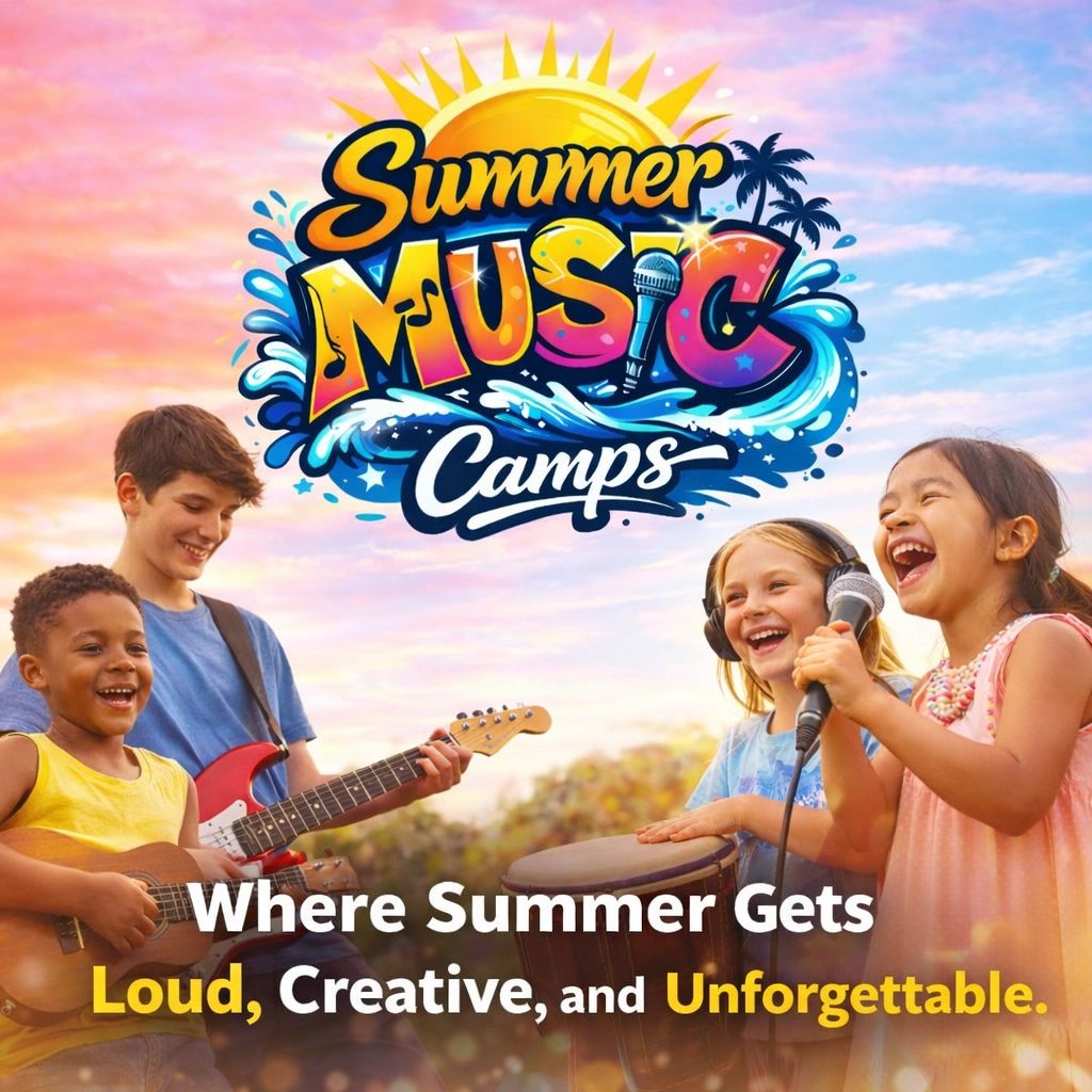 Kids playing instruments together during a summer music camp at Accelerando Music in Alexandria