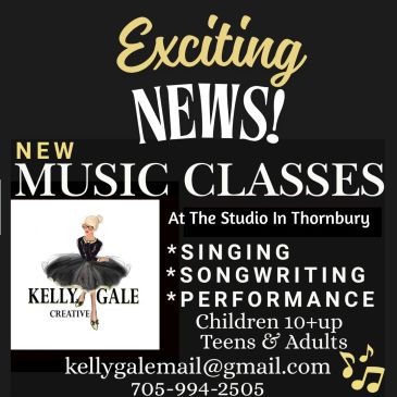 Announcement for new music classes at The Studio in Thornbury.