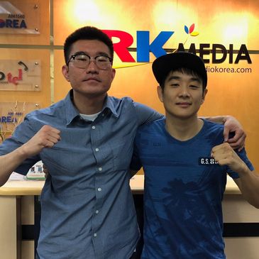 Manager Sam and Mega doing interview at Radiokorea in Los Angeles