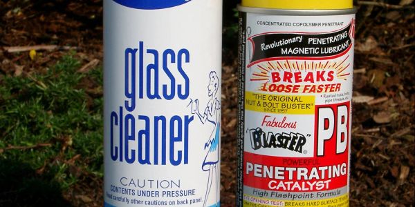 Two cans, one glass cleaner and one penetrating lubricant.