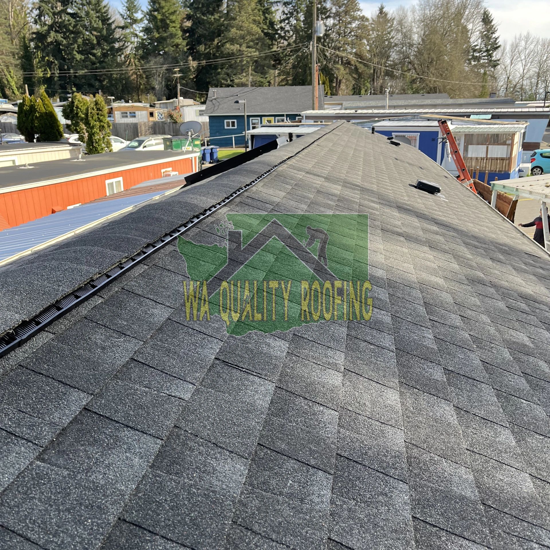 New GAF HDZ shingles installed on a manufactured home with limited lifetime warranty.