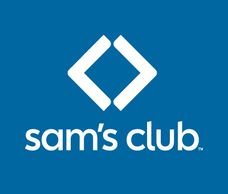 Sam's Club logo with white text and shapes on a blue background.
