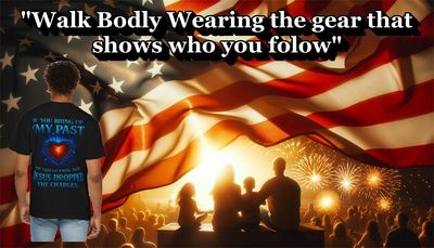 A digital promotional image Featuring A Man standing by a flag boldly declaring who he follows. 