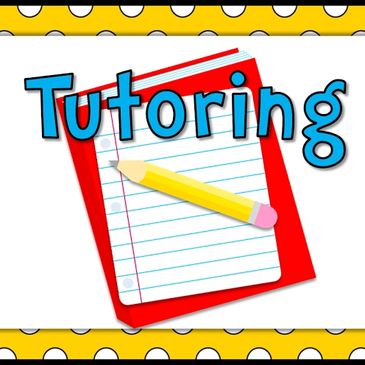 Colorful tutoring graphic with pencil and notebook.