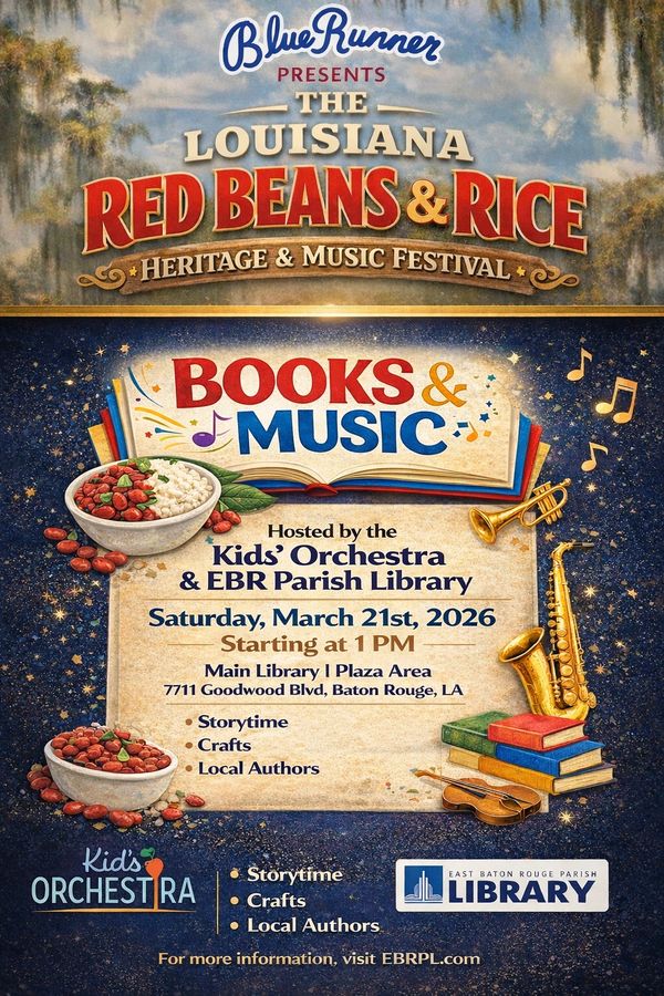 At 1:00 PM on March 21, the East Baton Rouge Parish Library and the Kids’ Orchestra 