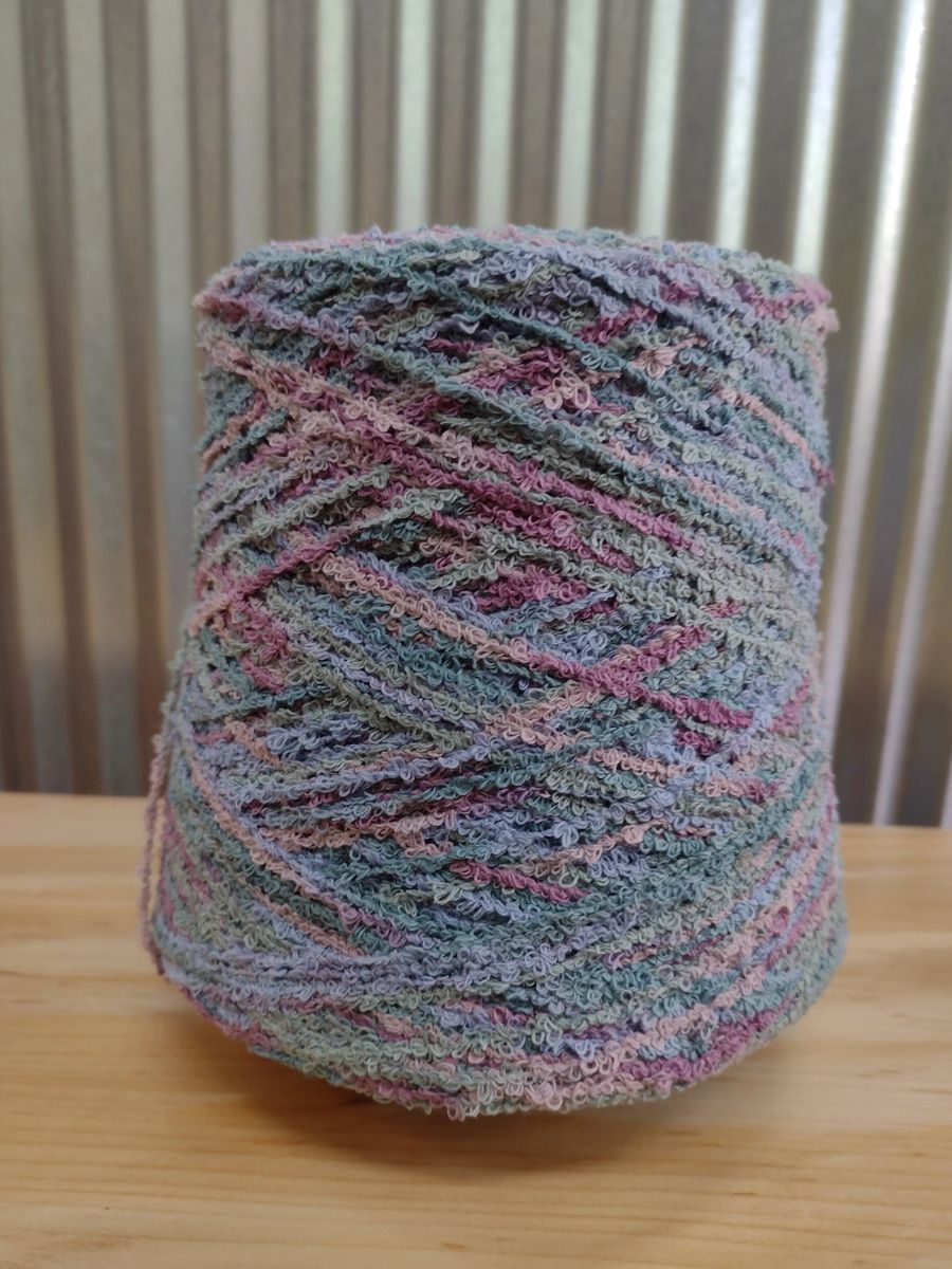 1.25 lb Cotton Boucle Yarn, Teal, on cone, 820 yards per pound